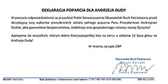 Apelujemy do wszystkich, którym dobro Rzeczypospolitej leży na sercu o oddanie 12 lipca głosu na Andrzeja Dudę! - 08.07.2020.