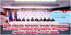 PKW ogłosiło końcowe wyniki głosowania w II turze wyborów Prezydenta Rzeczypospolitej Polskiej - 13.07.2020.